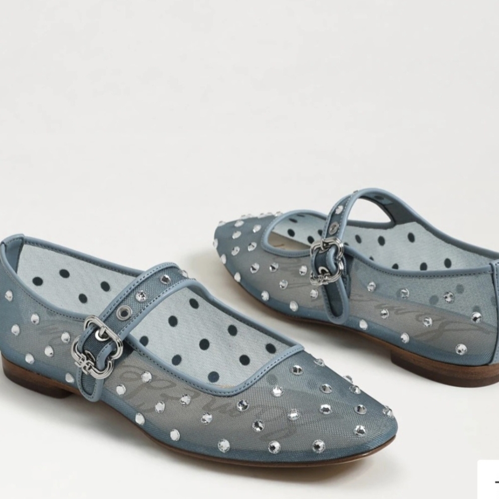 Sam Edelman Michaela Shine Coastal Blue Mesh Mary Jane Women sizes 7 NIB - Picture 7 of 8